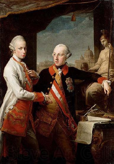 Pompeo Batoni Portrait of Emperor Joseph II (right) and his younger brother Grand Duke Leopold of Tuscany (left), who would later become Holy Roman Emperor as Leopo France oil painting art